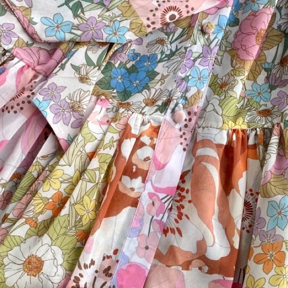 🎀 RUFFLE DRESS BOHO CHIC PASTEL MINI FLORAL FLOWER BOHEMIAN LAYER PRETTY CUTE - Picture 8 of 15